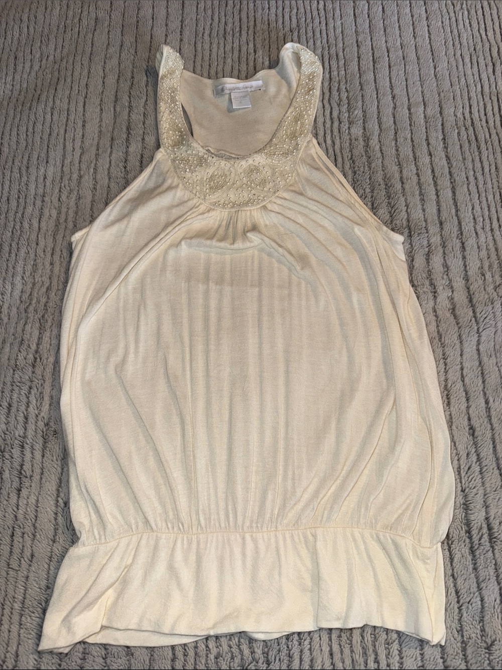 Charlotte Russe Ivory Beaded Halter Camisole